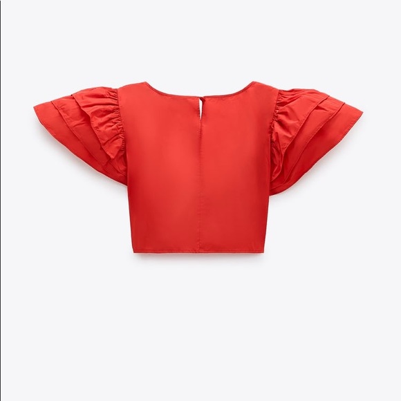 NWT Zara Red Ruffled Top Size L - Picture 7 of 8